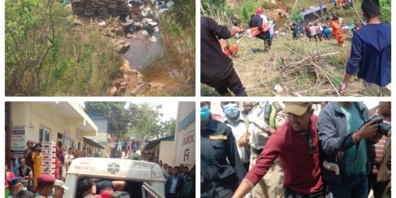 पिमलखाेलामा  दुर्घटना:  एकै परिवारका दुईजनाकाे  मृत्यु, ७ घाईते