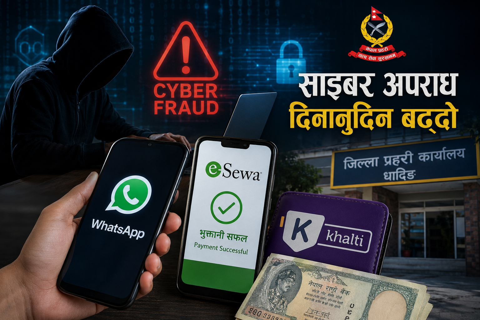 धादिङमा ह्वाट्सएप र इसेवा/खल्तीबाट बढ्दाे साइबर अपराध