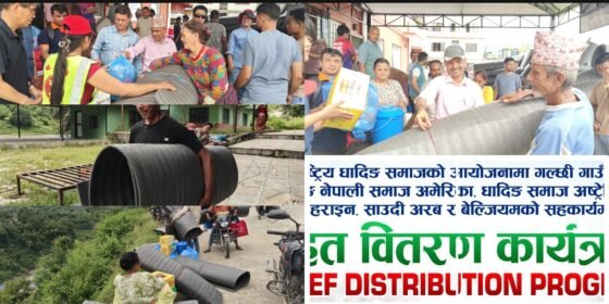 भोटेकोसी बाढी प्रभावित १४८ जनालाई अन्तर्राष्ट्रिय धादिङ समाजको राहत